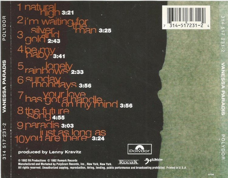 Compre aqui o Cd Vanessa Paradis, Natural High (Importado)
